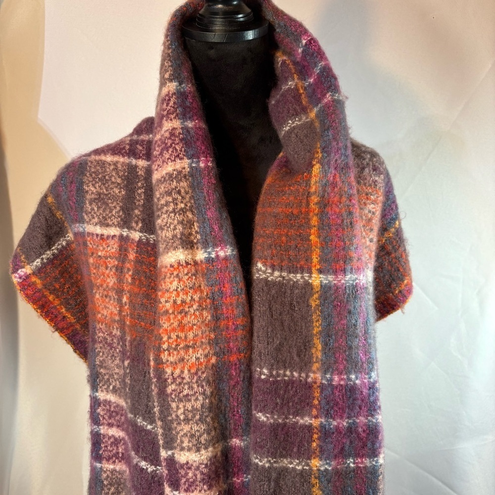 QUAGGA Cabincore Plaid Boucle’ Blanket Wrap Scarf Cozy Comfort Boho